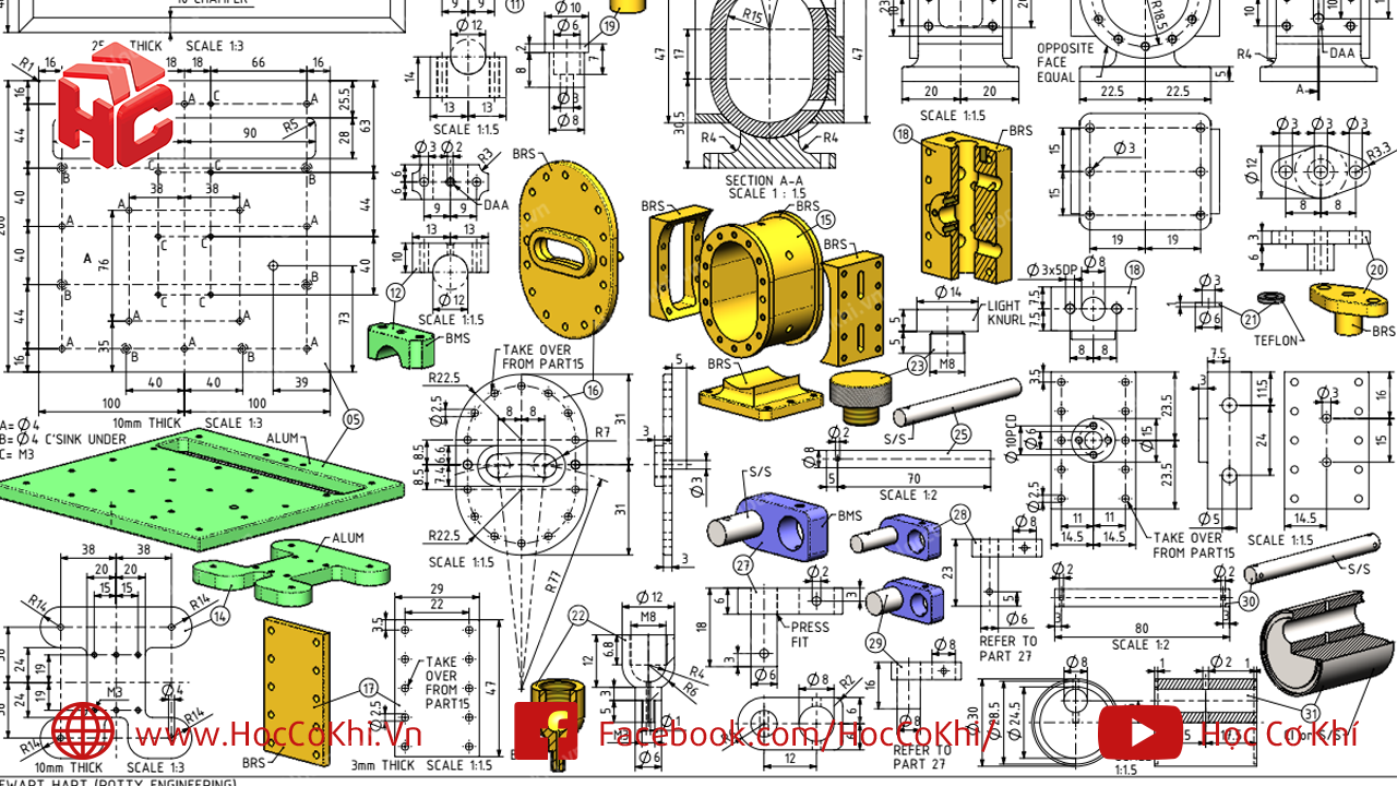 Bài tập vẽ 3D part và lắp ráp assembly trong Inventor - Phần 2